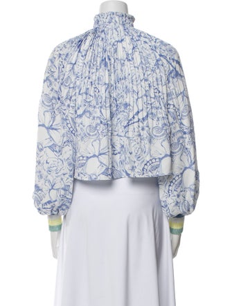 Tibi Floral Print Mock Neck Crop Top