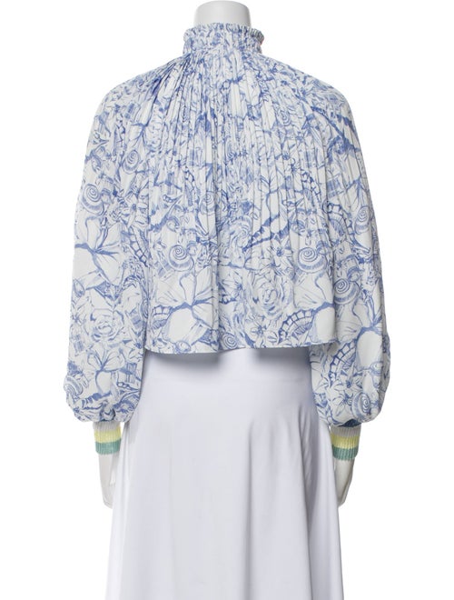 Tibi Floral Print Mock Neck Crop Top