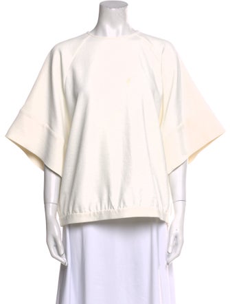 Tibi Crew Neck Three-Quarter Sleeve Sweatshirt