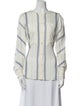 Tibi Striped Long Sleeve Button-Up Top