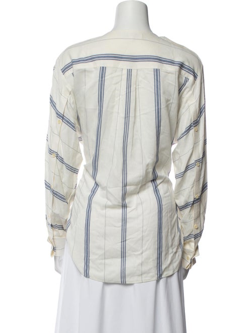 Tibi Striped Long Sleeve Button-Up Top