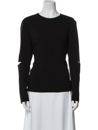 Tibi Crew Neck Long Sleeve Top