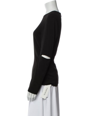 Tibi Crew Neck Long Sleeve Top