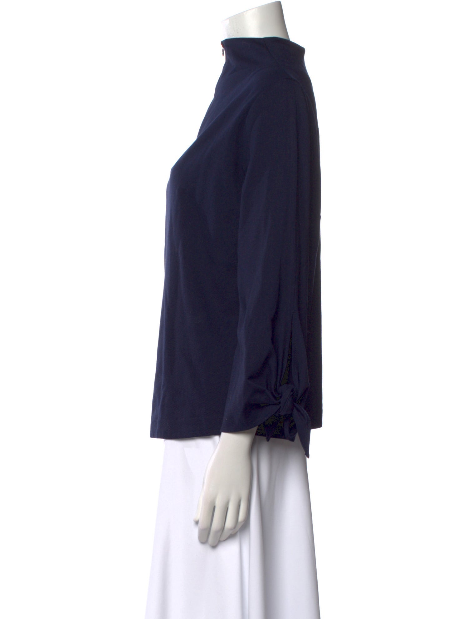 Tibi Mock Neck Three-Quarter Sleeve Blouse