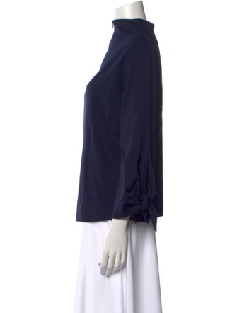 Tibi Mock Neck Three-Quarter Sleeve Blouse