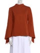 Tibi Mock Neck Long Sleeve Blouse