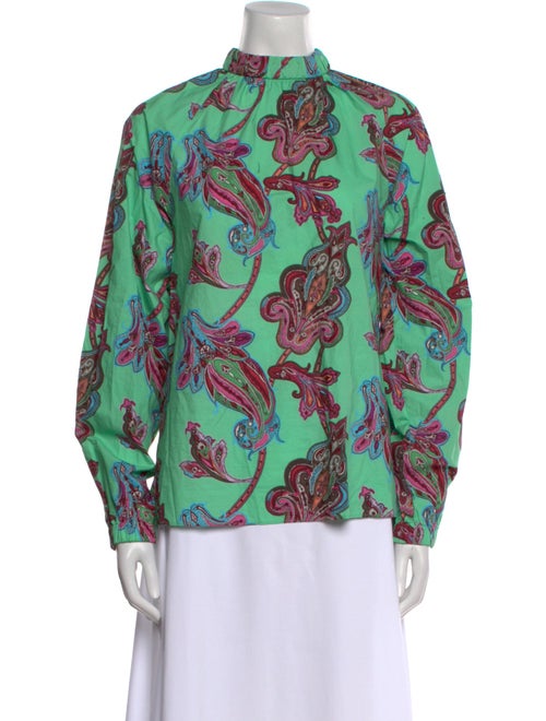 Tibi Paisley Print Mock Neck Blouse
