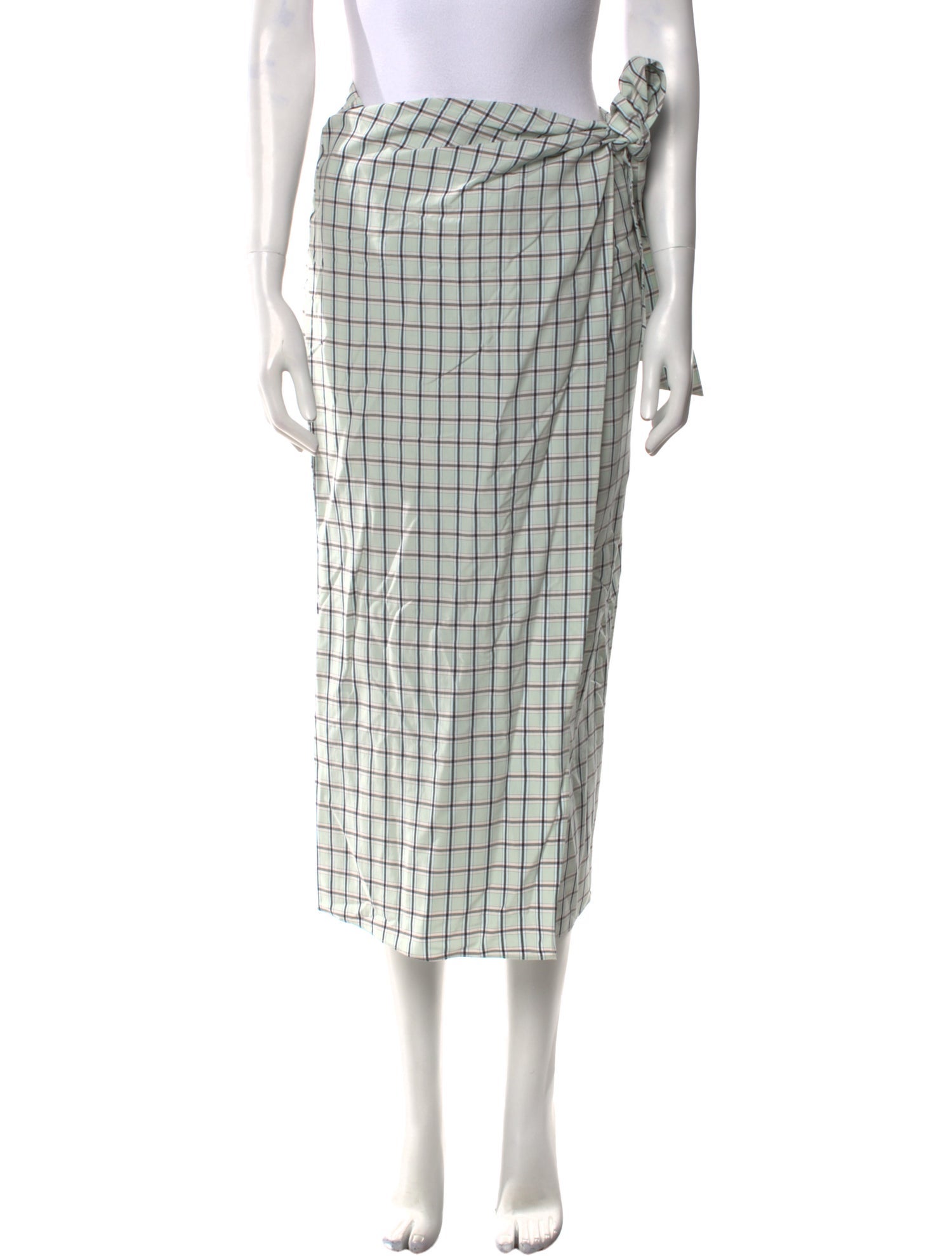 Tibi Plaid Print Midi Length Skirt