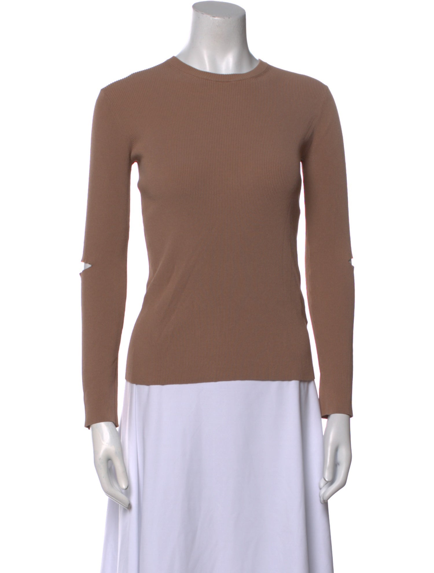 Tibi Crew Neck Long Sleeve Top