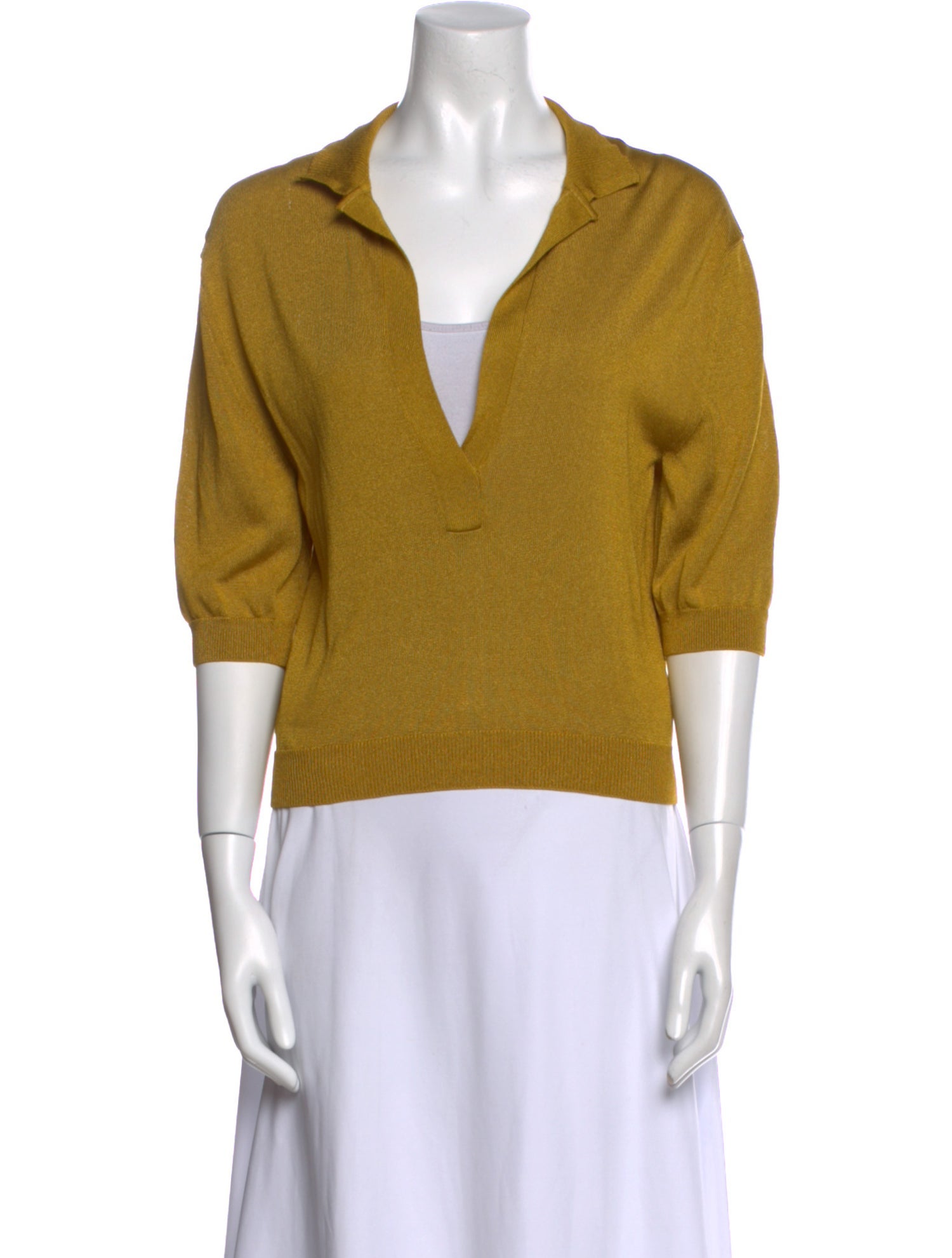 Tibi V-Neck Three-Quarter Sleeve Top