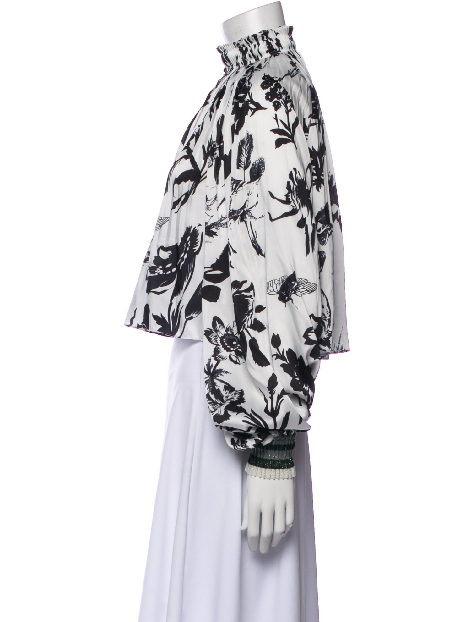 Tibi Floral Print Mock Neck Crop Top