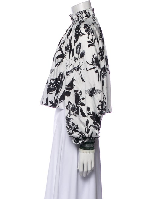 Tibi Floral Print Mock Neck Crop Top