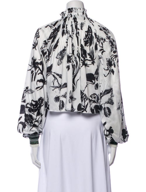 Tibi Floral Print Mock Neck Crop Top