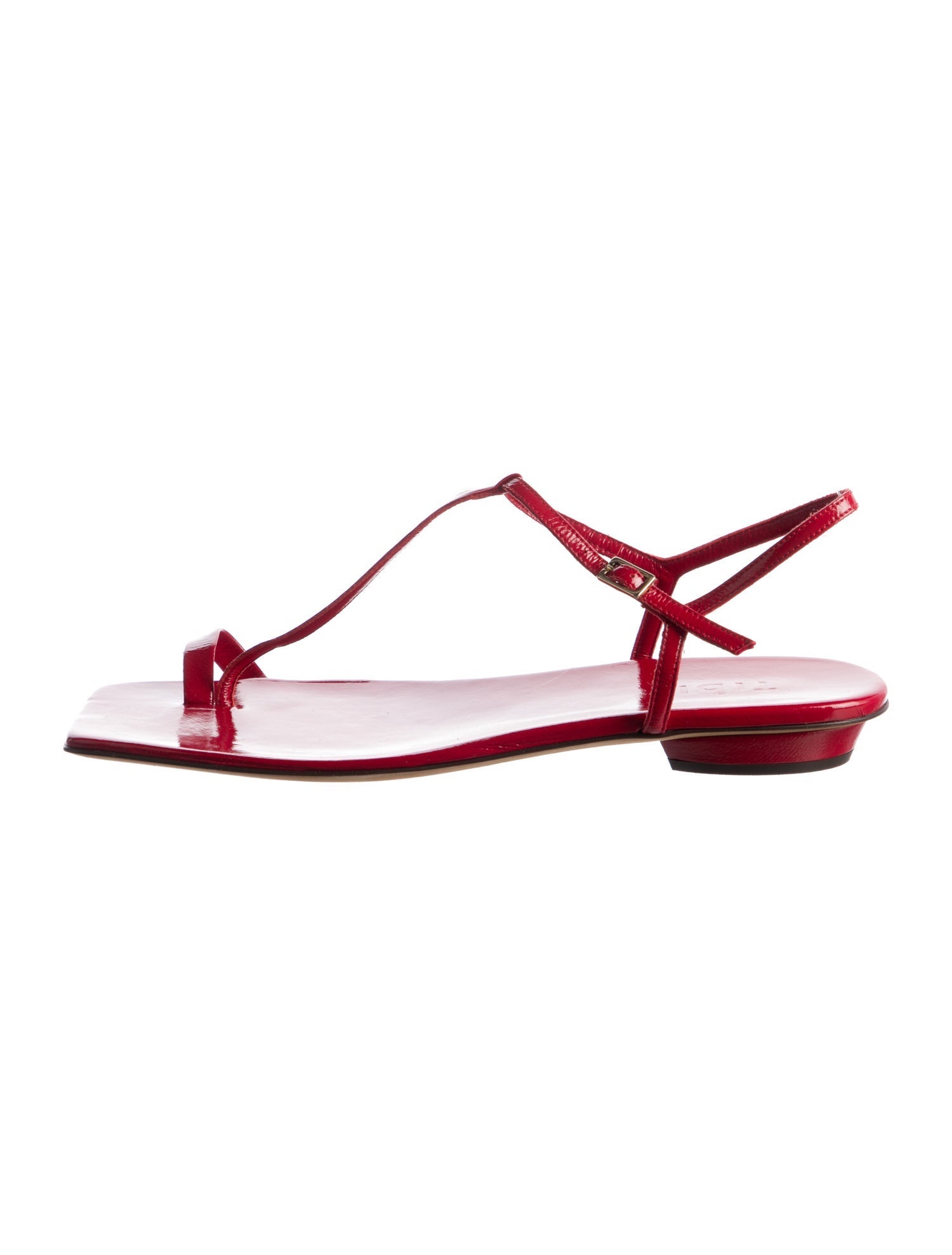 Tibi Vintage Patent Leather T-Strap Sandals