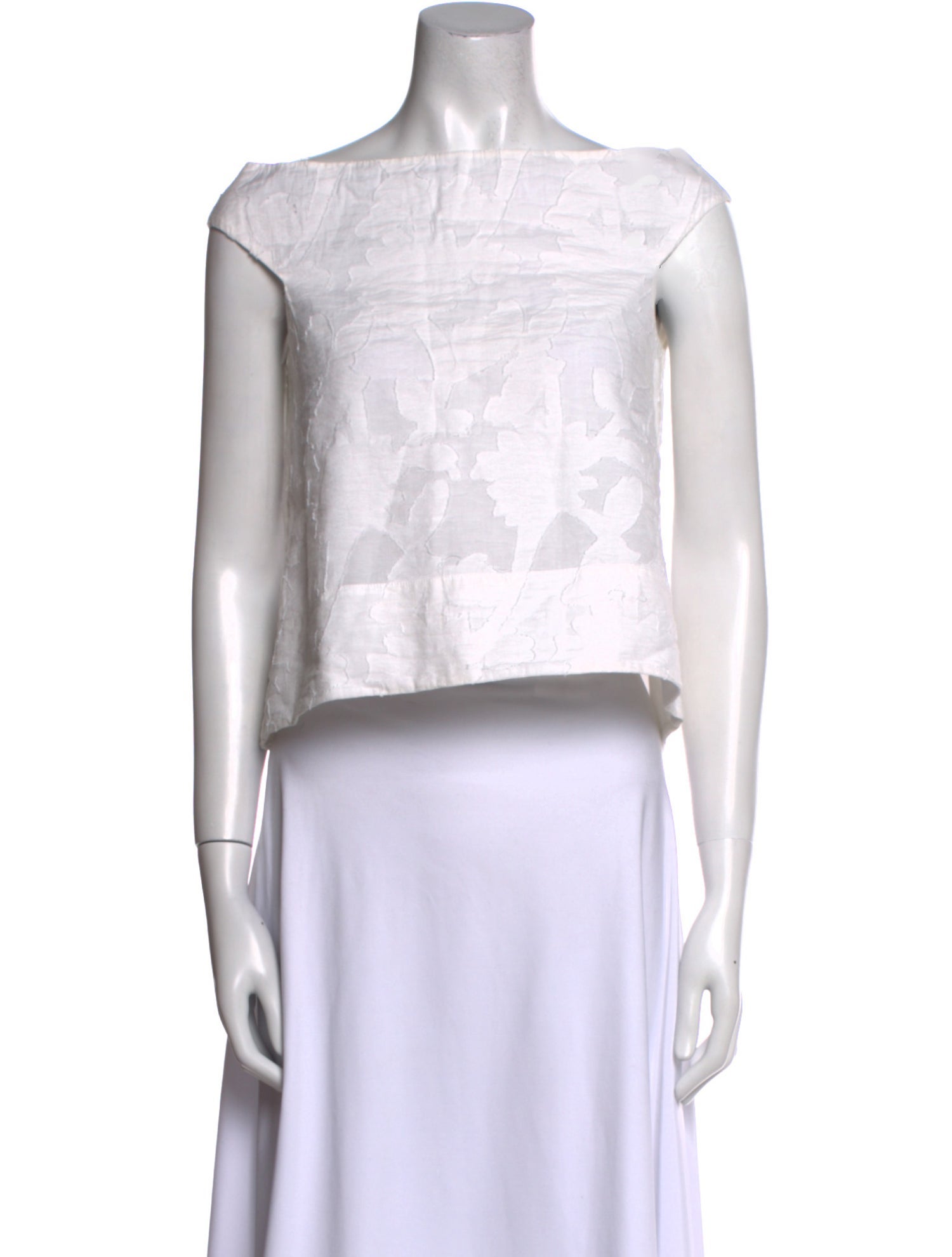 Tibi Bateau Neckline Sleeveless Crop Top