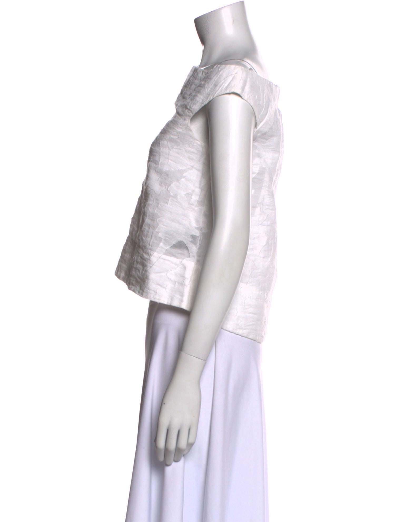 Tibi Bateau Neckline Sleeveless Crop Top