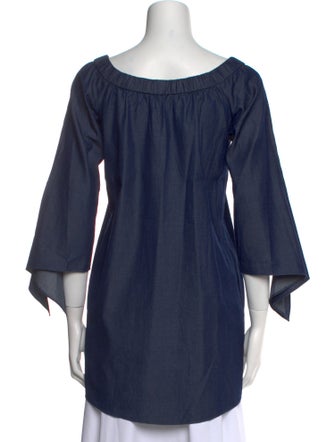 Tibi Bateau Neckline Three-Quarter Sleeve Tunic