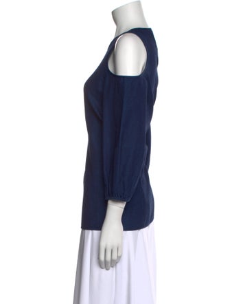 Tibi Scoop Neck Three-Quarter Sleeve Top