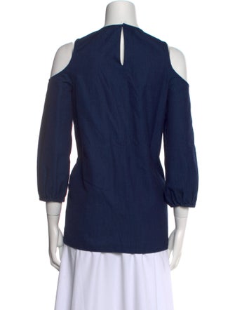 Tibi Scoop Neck Three-Quarter Sleeve Top