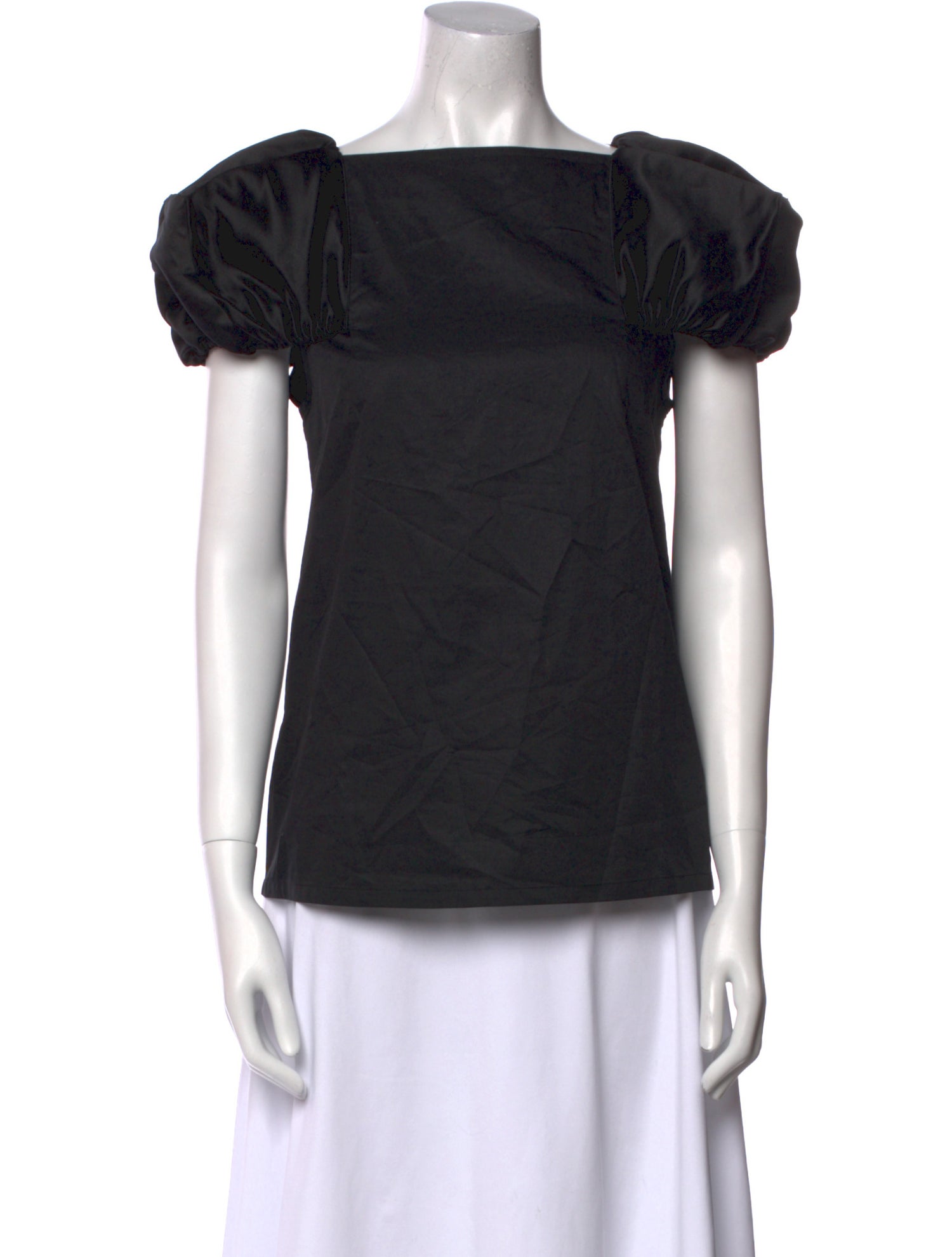 Tibi Square Neckline Short Sleeve Top