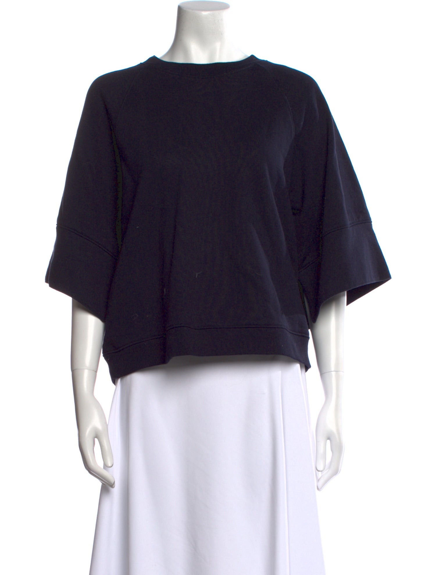 Tibi Bateau Neckline Short Sleeve Crop Top