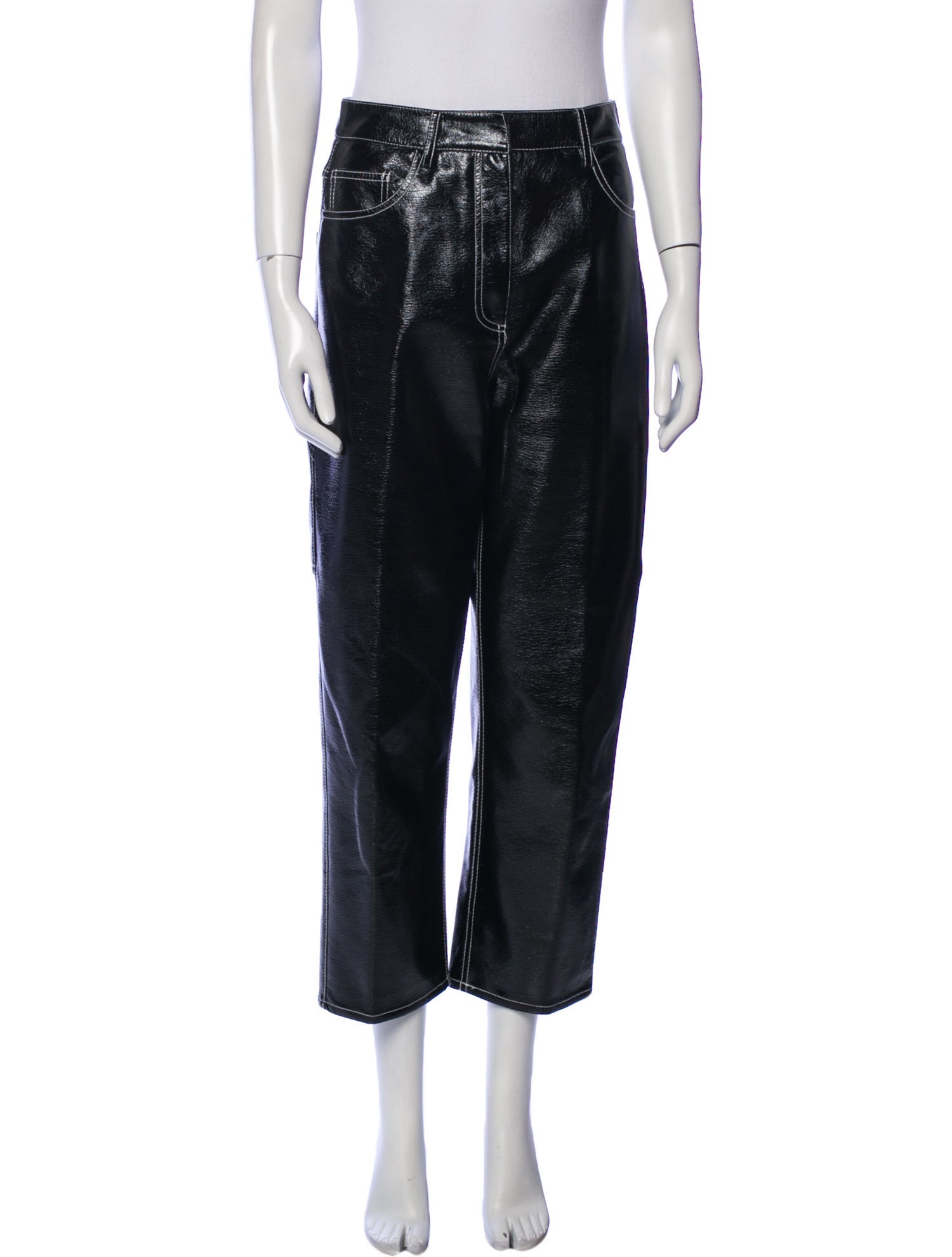Tibi Faux Leather Straight Leg Pants
