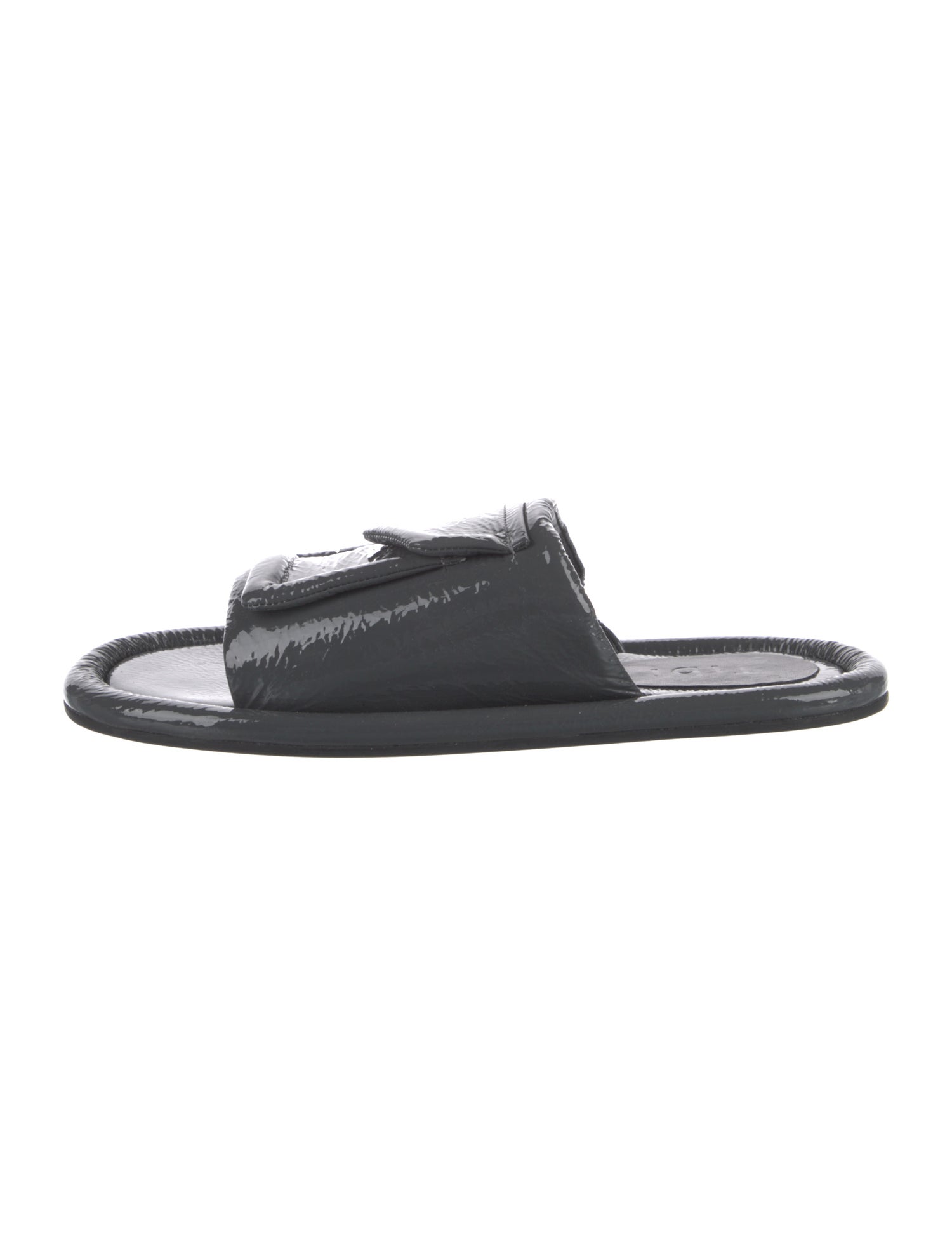 Tibi Beryen Naplack Slide Patent Leather Slides