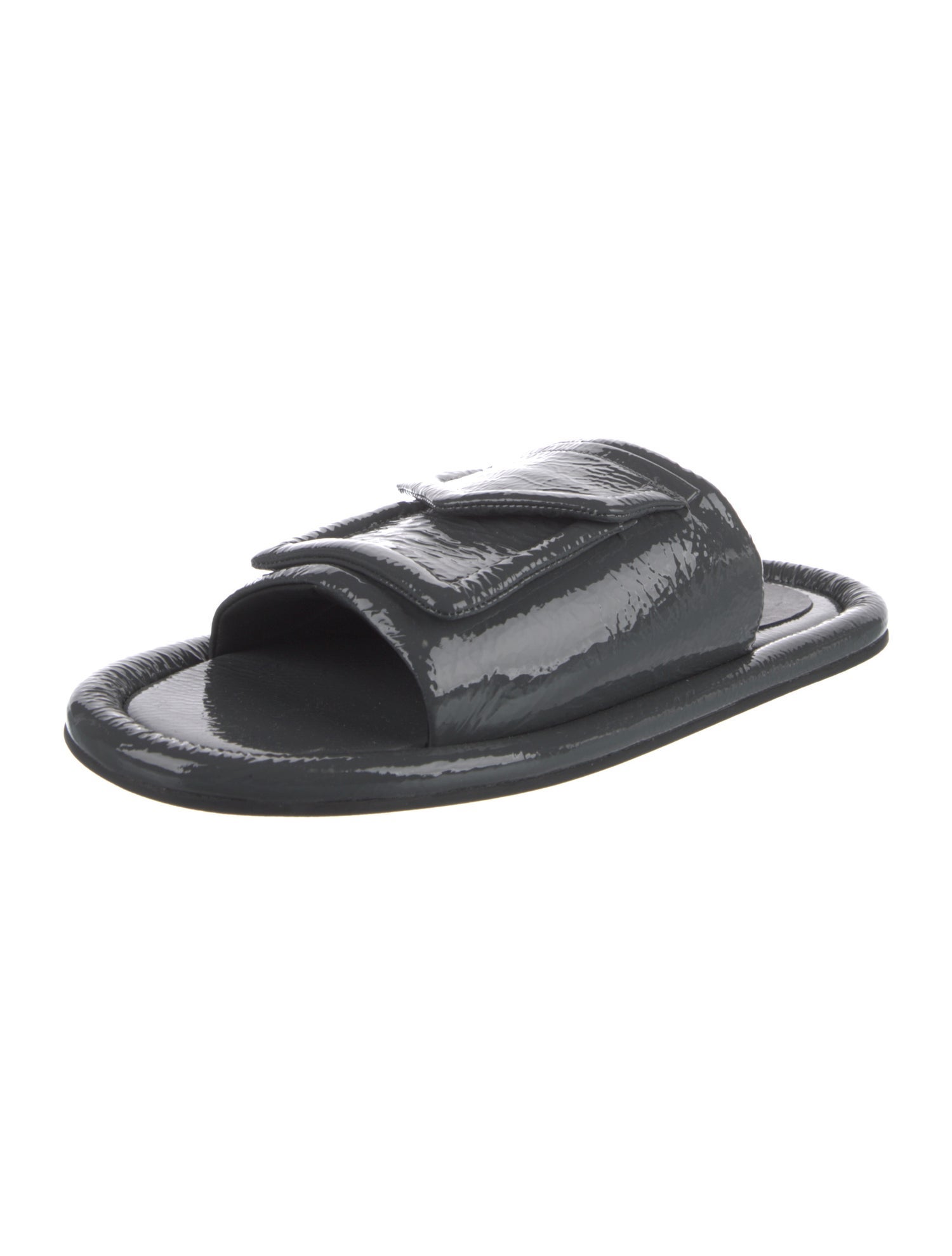 Tibi Beryen Naplack Slide Patent Leather Slides
