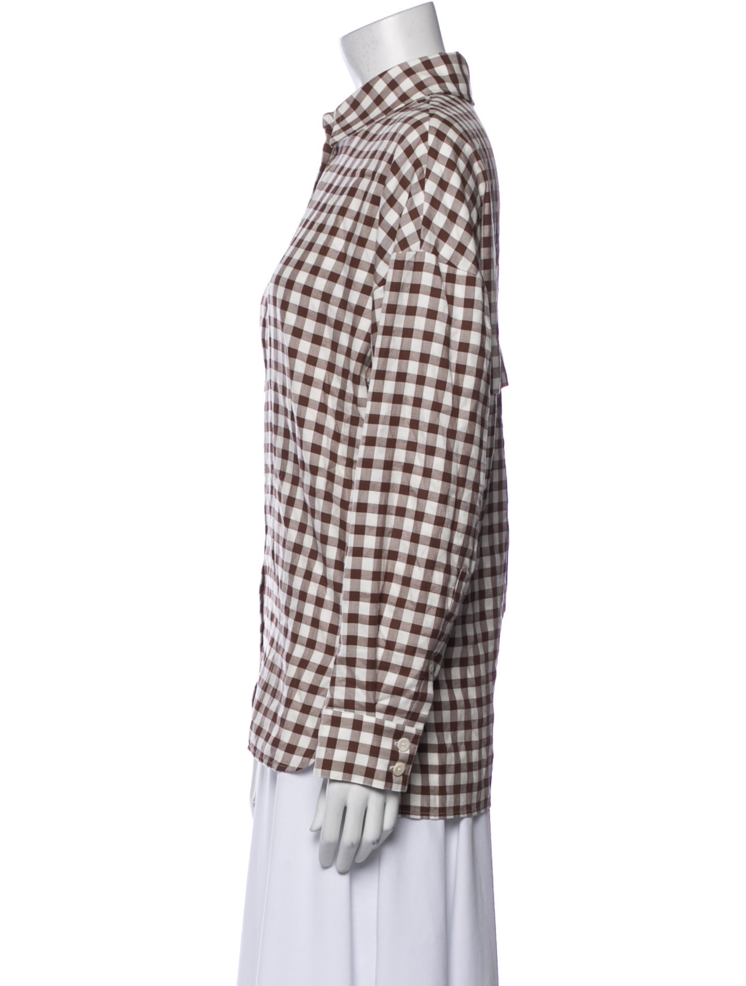 Tibi Plaid Print Long Sleeve Button-Up Top