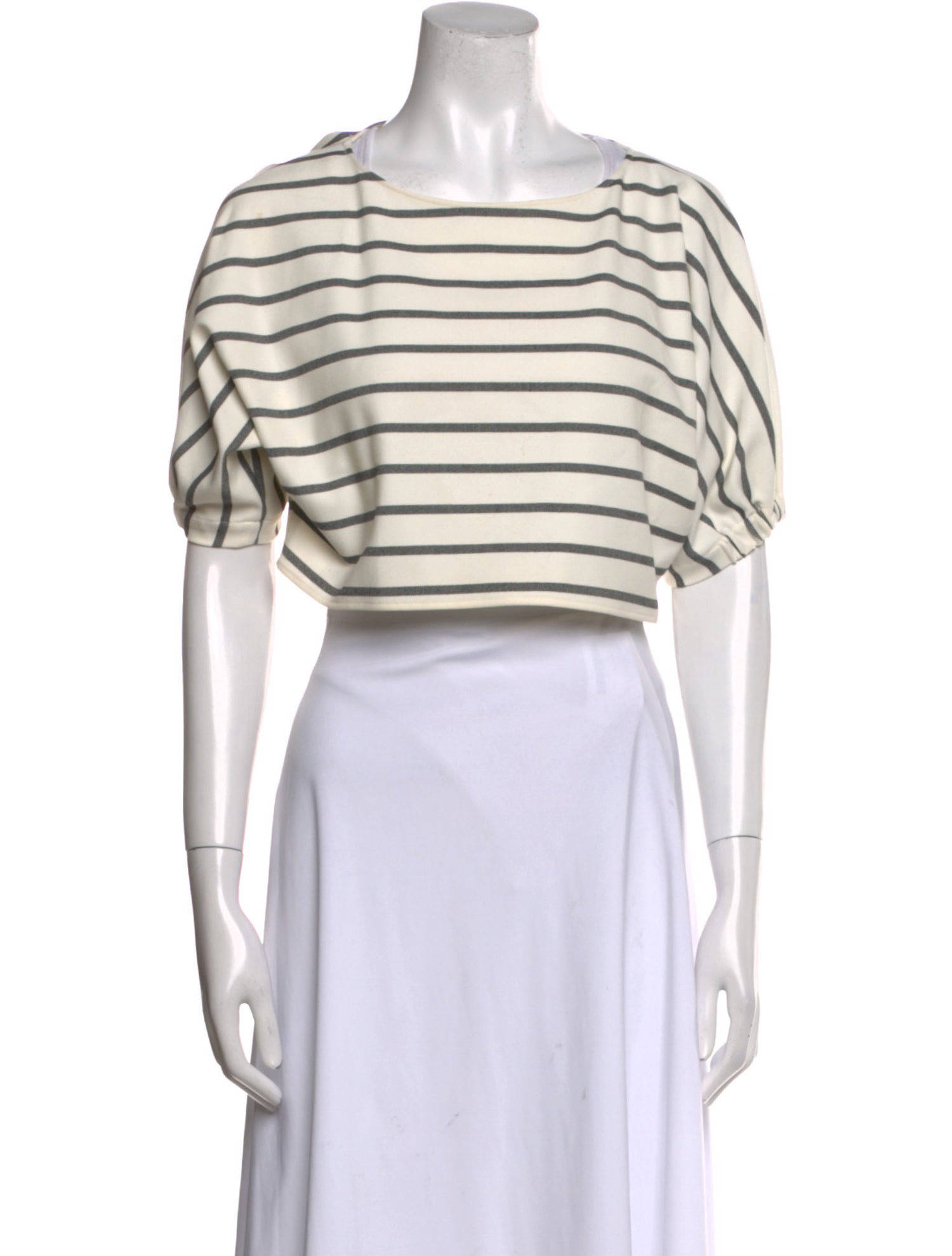Tibi Striped Square Neckline Crop Top