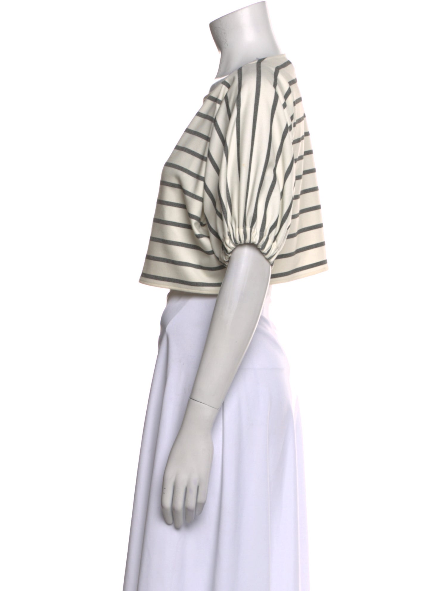 Tibi Striped Square Neckline Crop Top