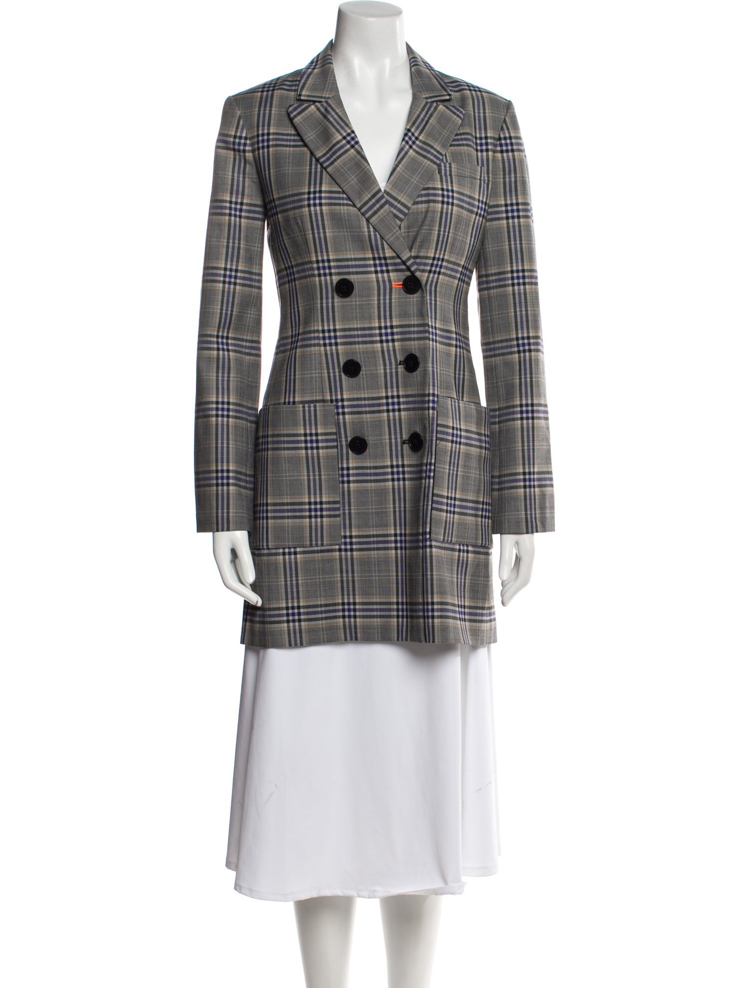Tibi Plaid Print Peacoat