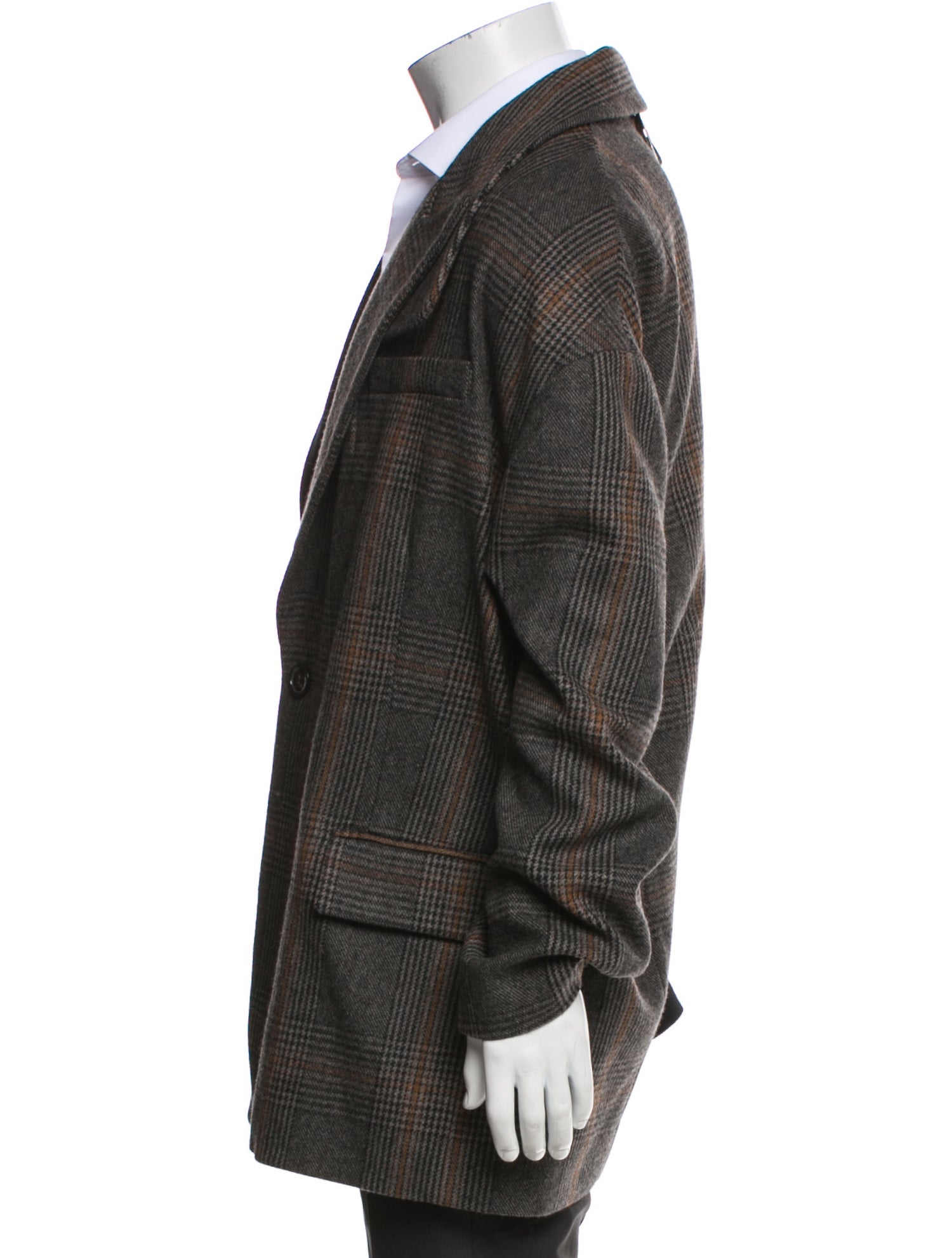Tibi Wool Plaid Print Overcoat