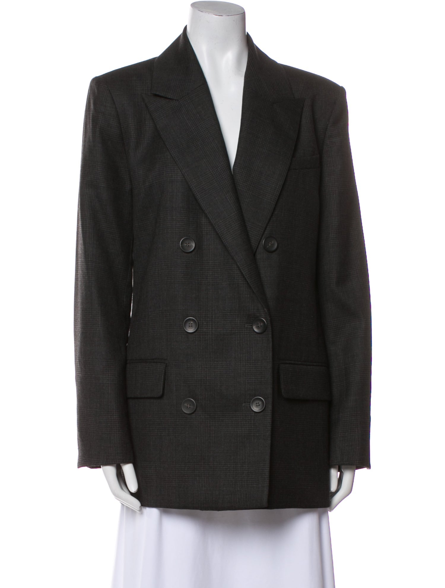 Tibi Wool Plaid Print Blazer