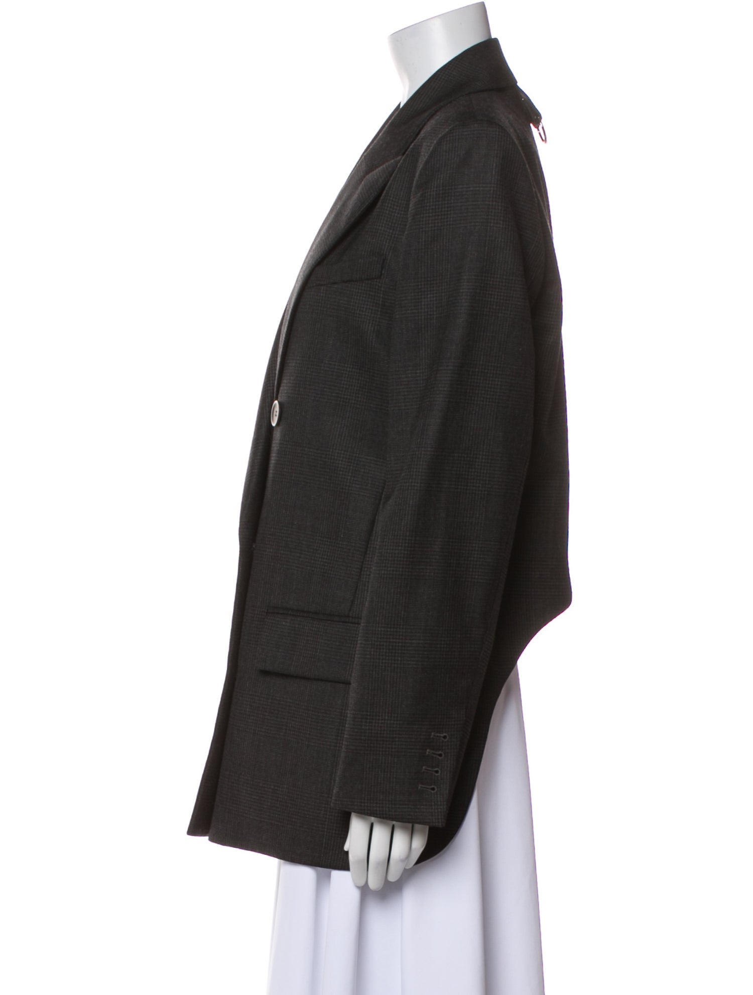 Tibi Wool Plaid Print Blazer