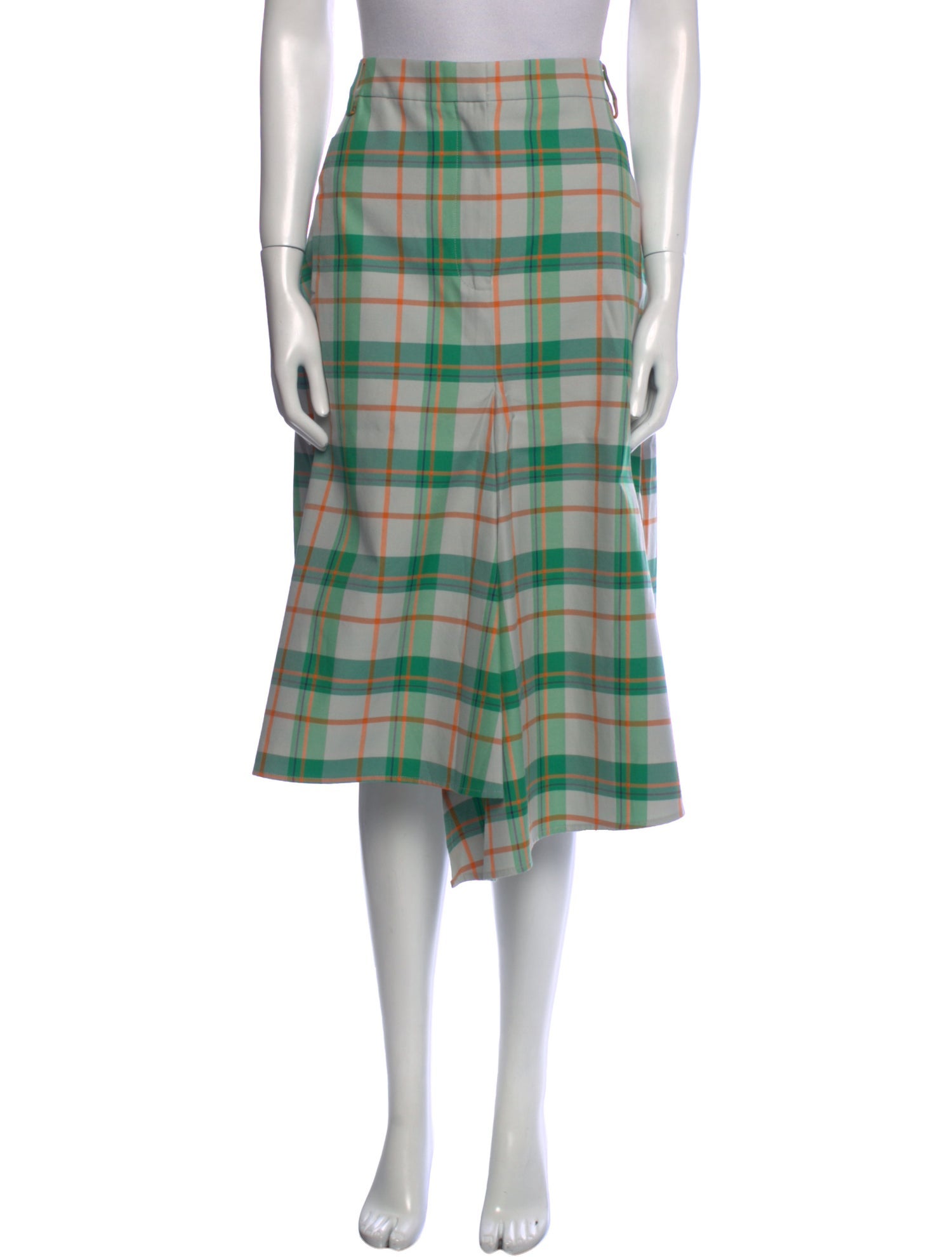 Tibi Plaid Print Midi Length Skirt