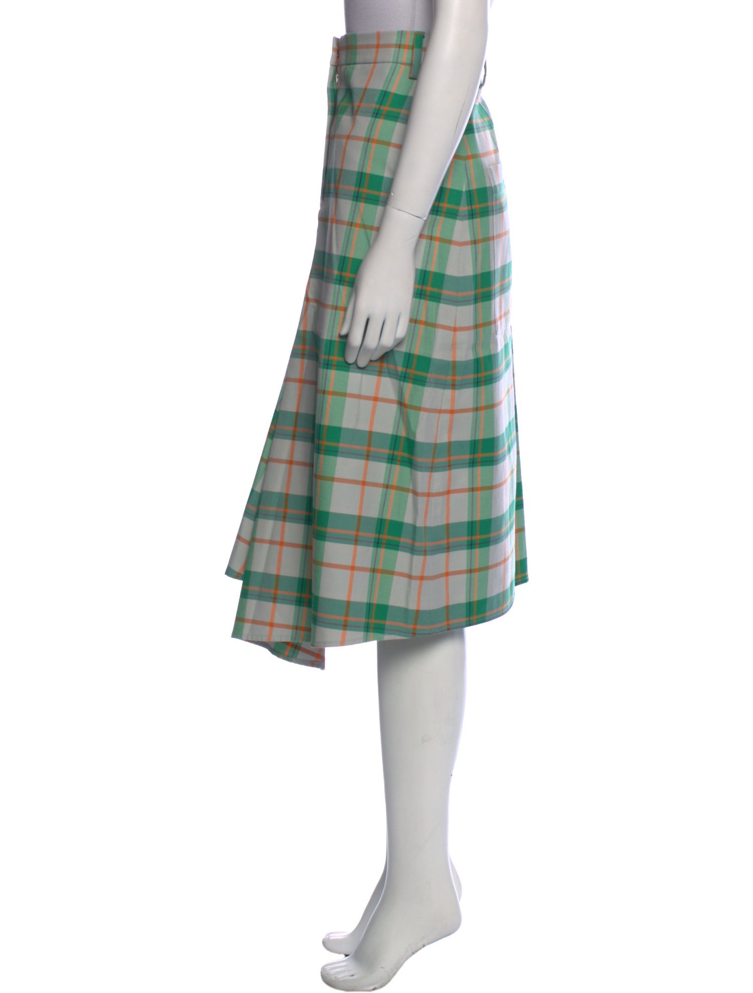 Tibi Plaid Print Midi Length Skirt