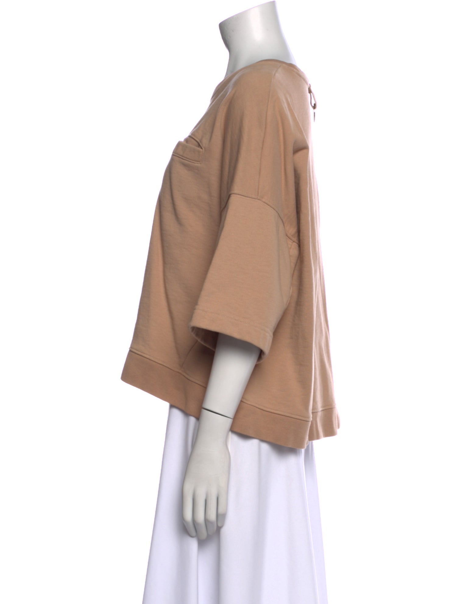 Tibi Crew Neck Three-Quarter Sleeve Sweatshirt