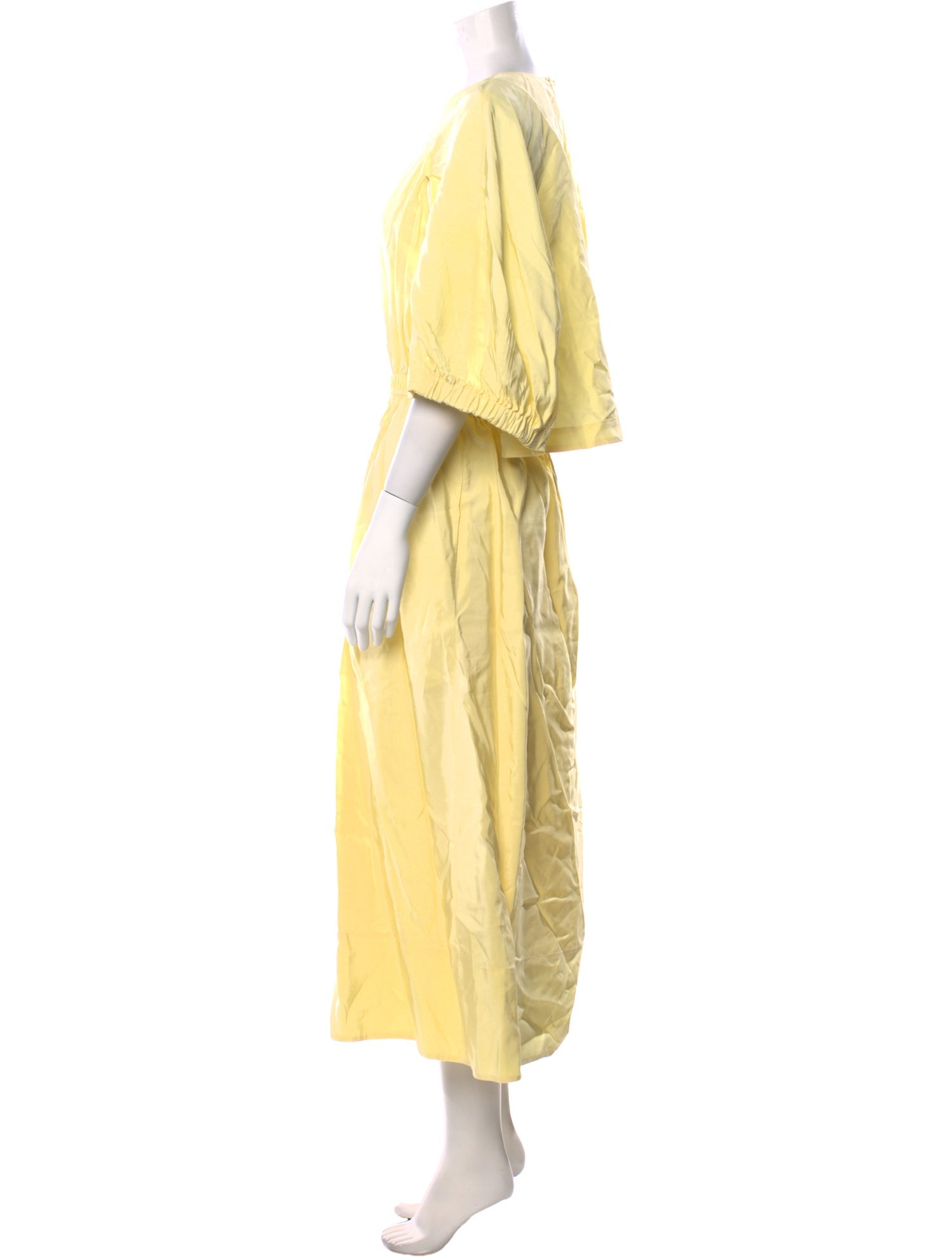 Tibi Crew Neck Long Dress in Yellow, Women's US 10 | L
