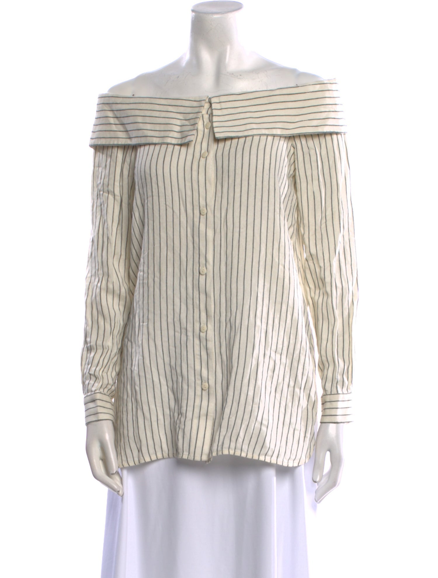 Tibi Striped Off-The-Shoulder Tunic