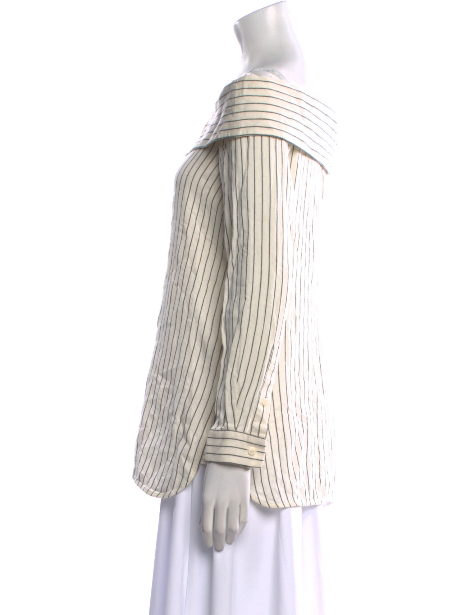 Tibi Striped Off-The-Shoulder Tunic