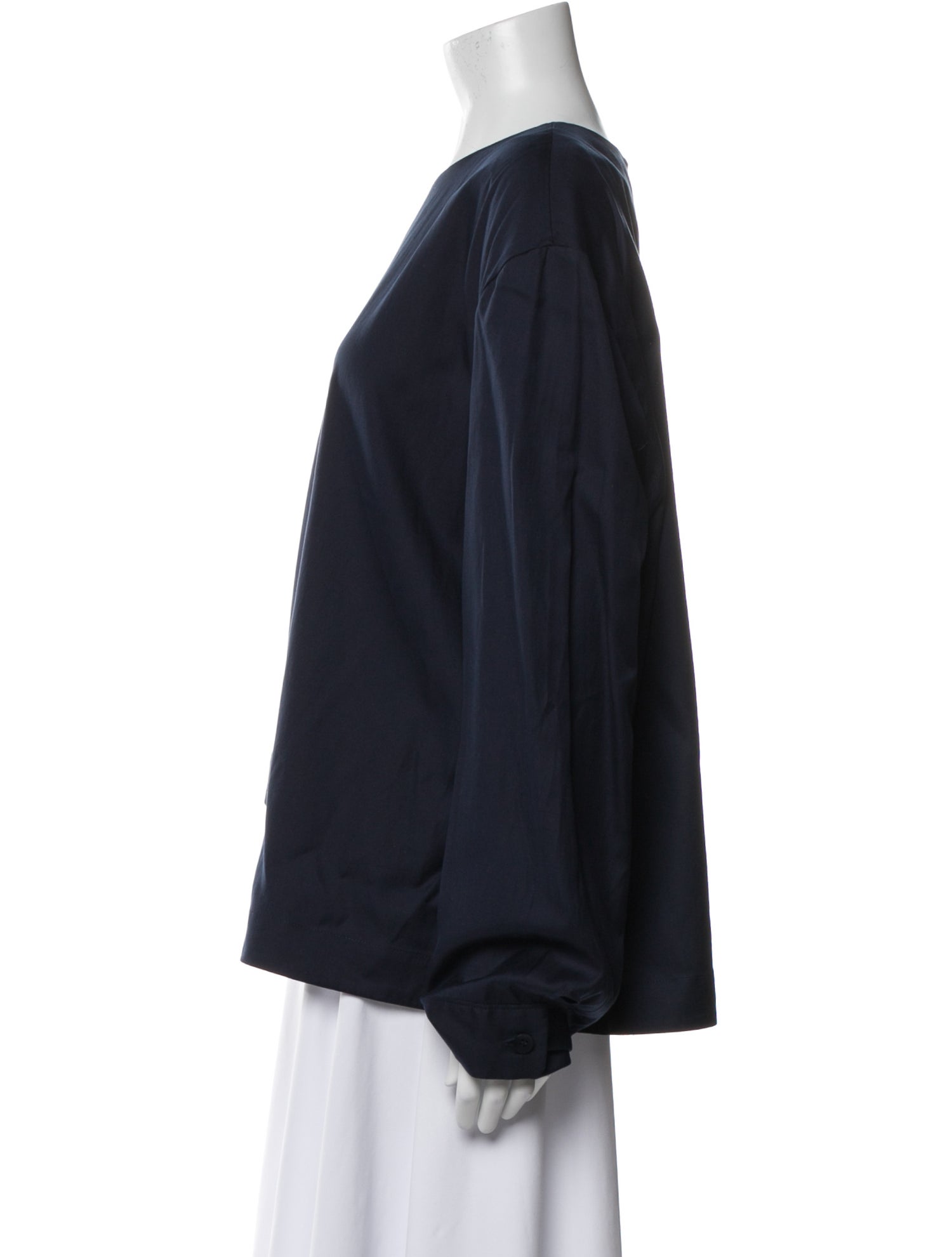 Tibi Bateau Neckline Long Sleeve Blouse