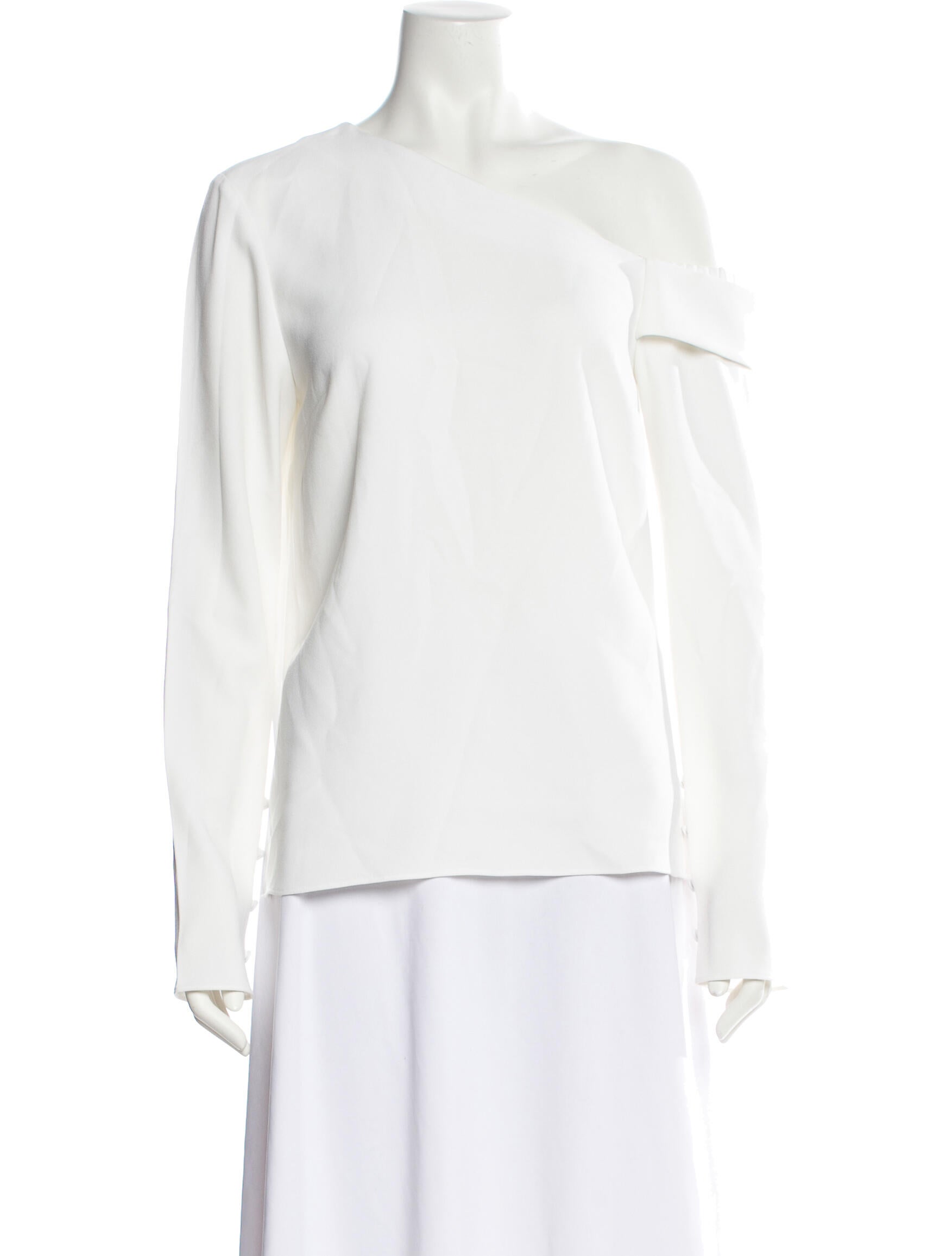 Tibi One-Shoulder Long Sleeve Blouse