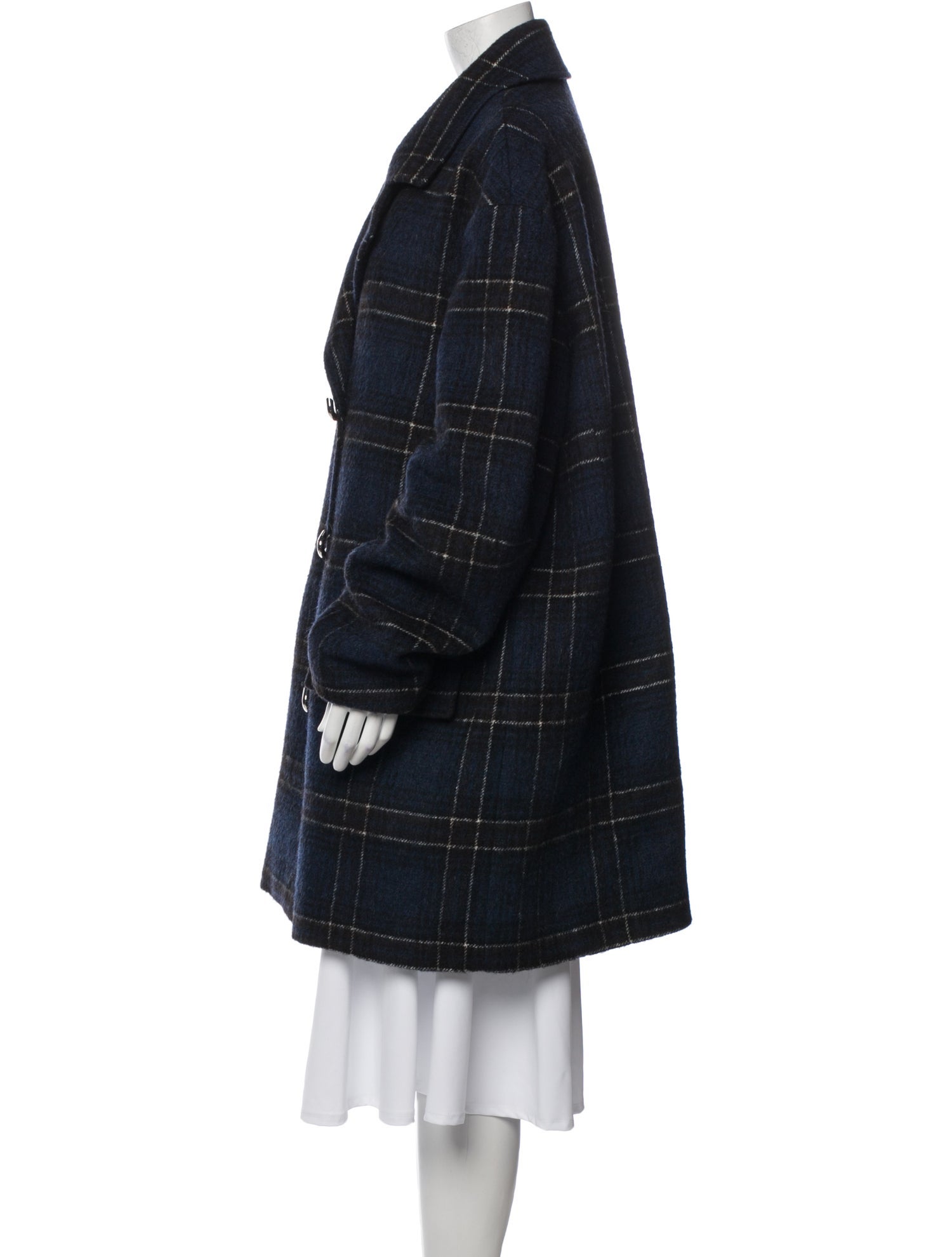 Tibi Wool Plaid Print Denim Jacket