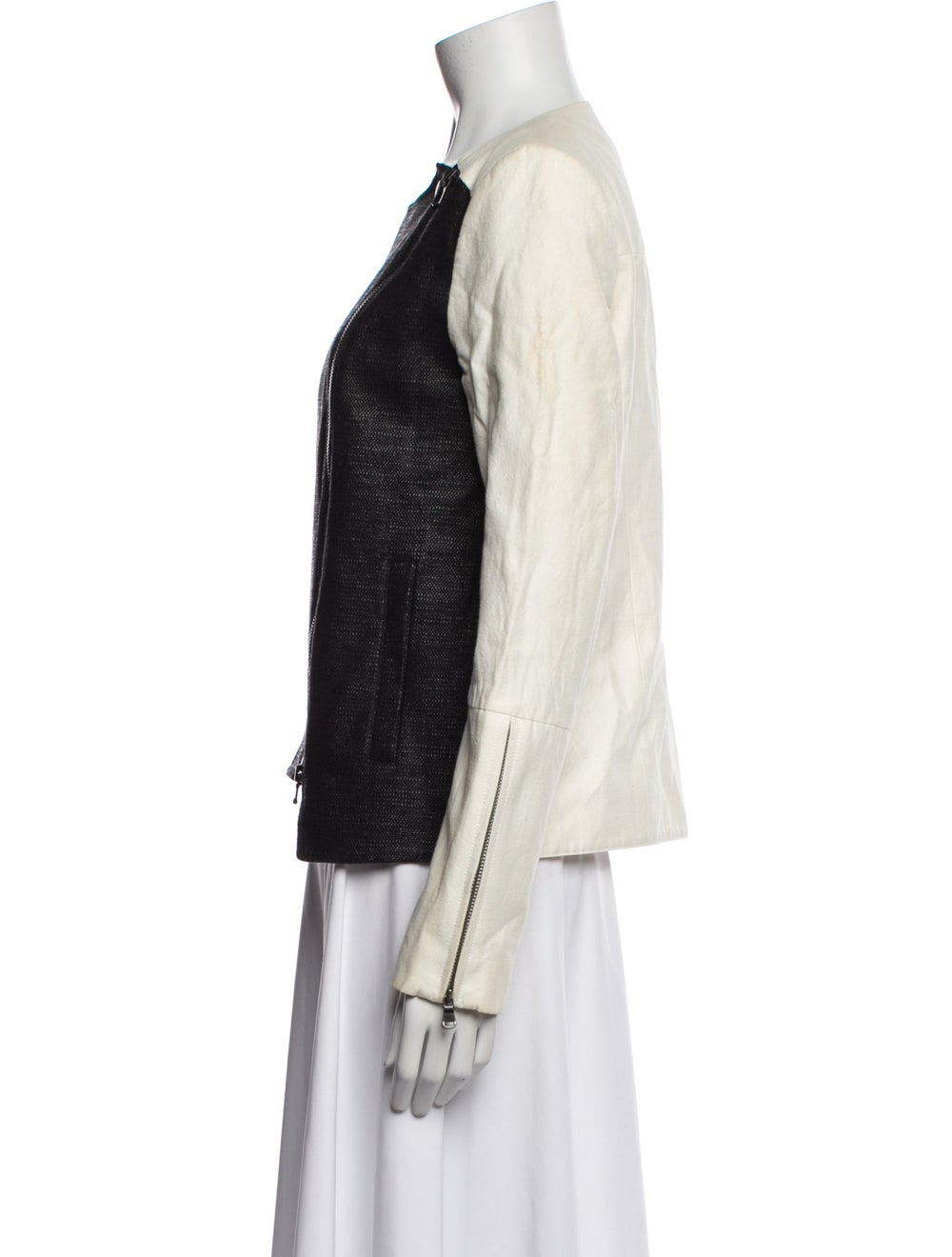 Tibi Jacket Black Colorblock Pattern Collarless - image 2
