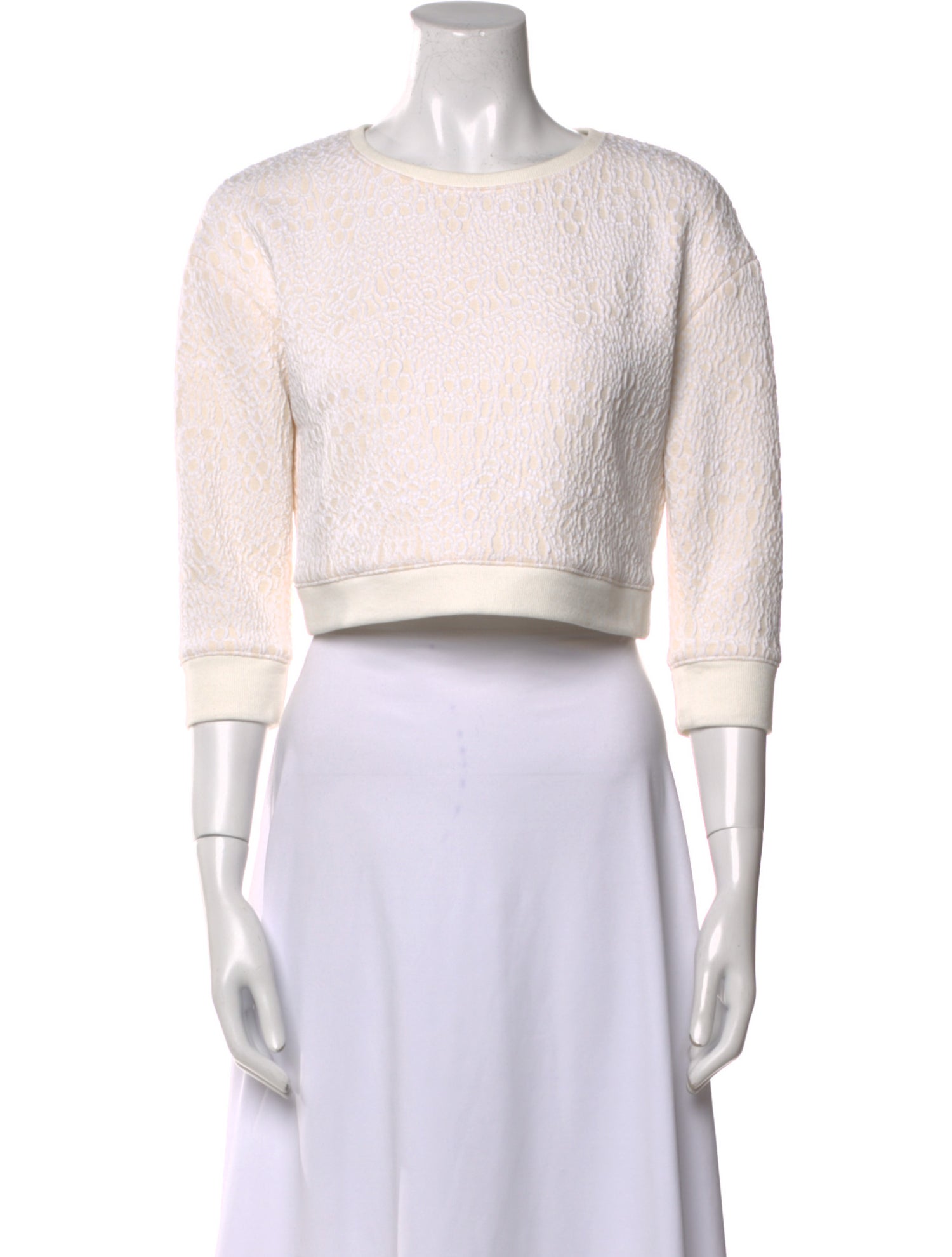 Tibi Bateau Neckline Three-Quarter Sleeve Crop Top w/ Tags