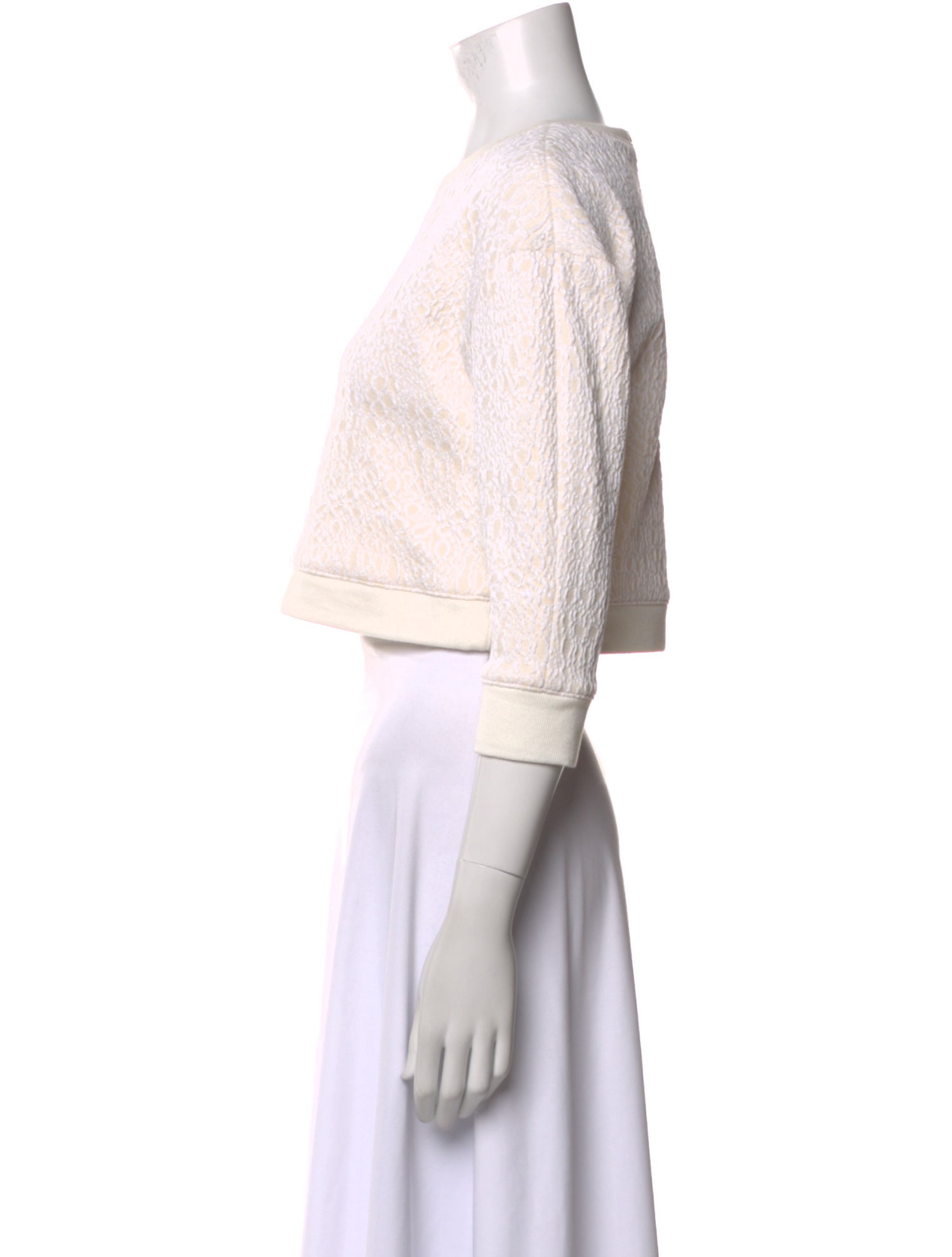 Tibi Bateau Neckline Three-Quarter Sleeve Crop Top w/ Tags