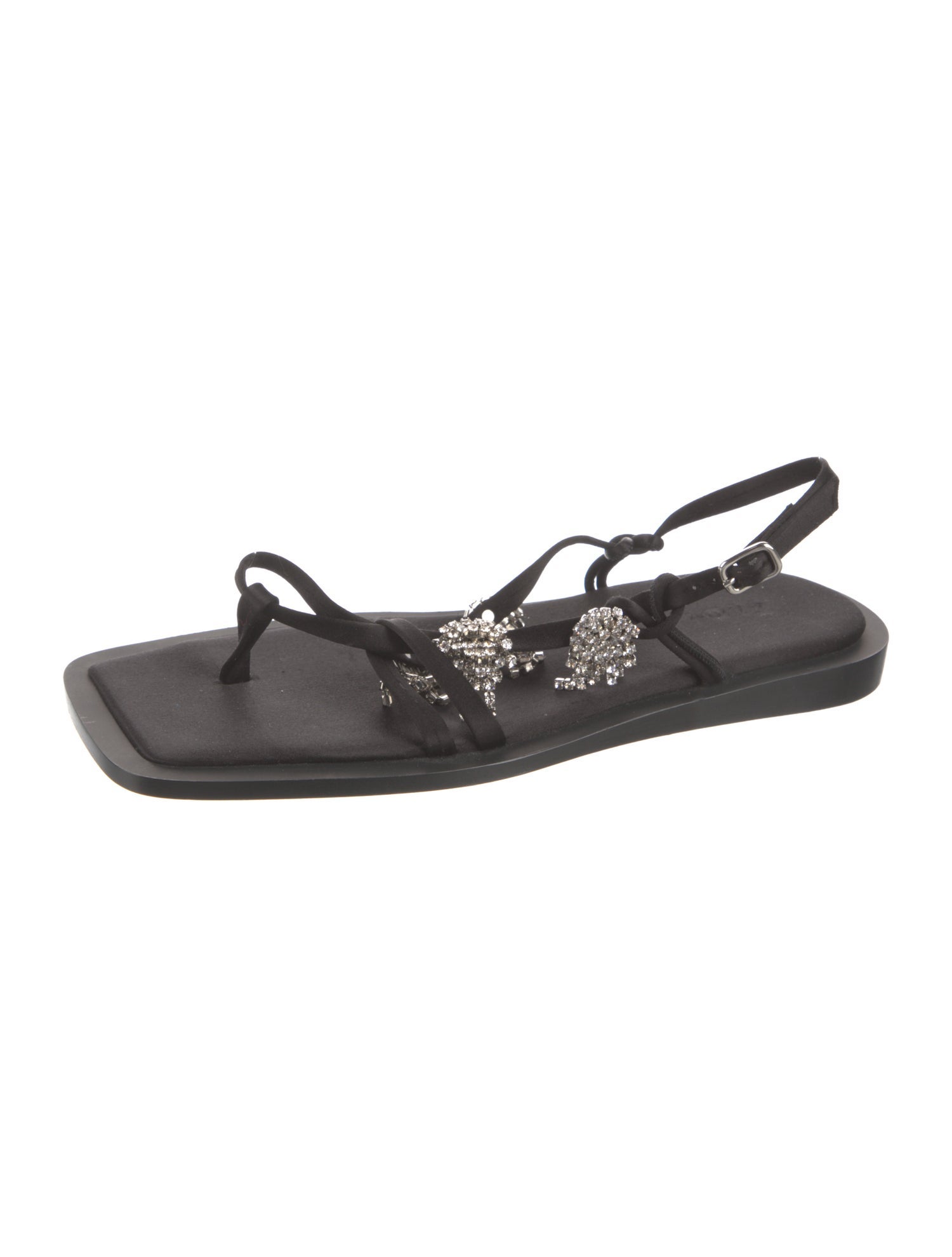 Tibi Leather Crystal Embellishments Slingback Sandals