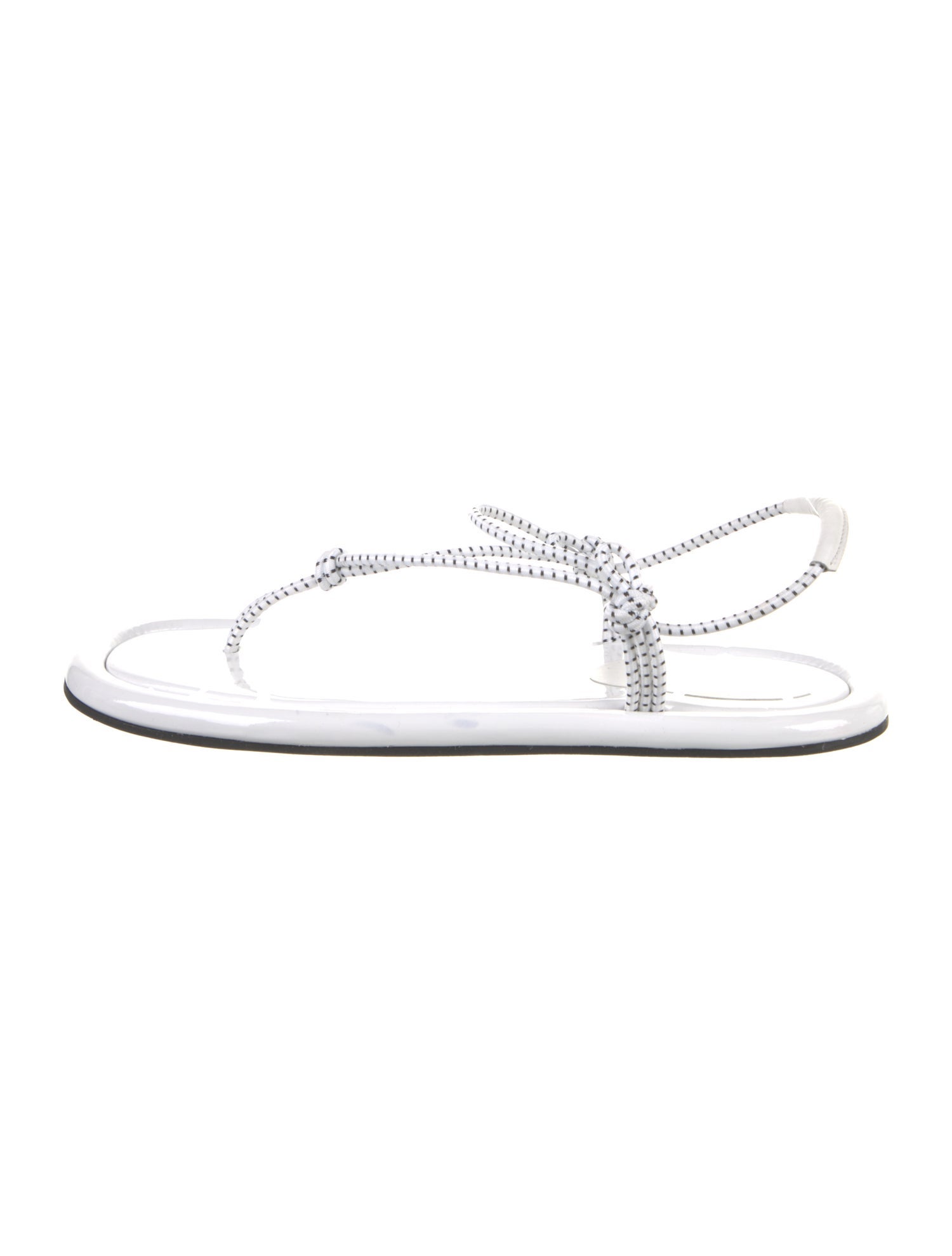 Tibi Patent Leather Leather Trim Embellishment T-Strap Sandals