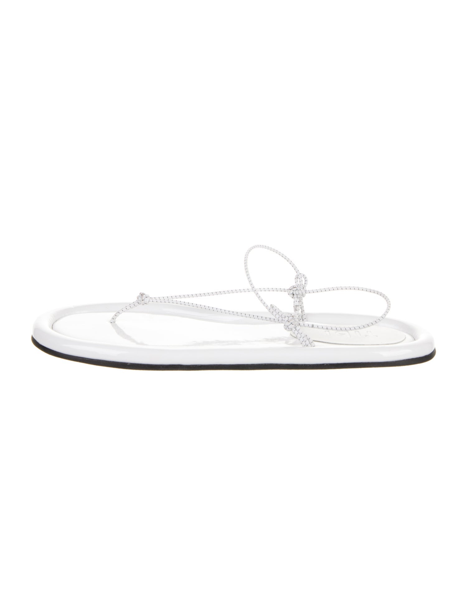 Tibi Patent Leather Leather Trim Embellishment Flip Flops